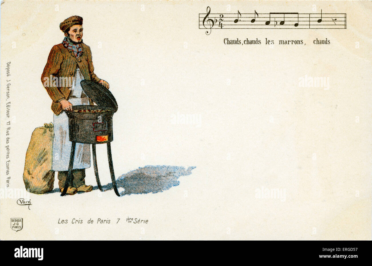 "Les Cris de Paris" - marron chaud vendeur . Légende : 'Chauds, chauds, les marrons, chauds'/ 'chaud, chaud, les châtaignes, chaud'. Avec Banque D'Images "Les Cris de Paris" - marron chaud vendeur . Légende : 'Chauds, chauds, les marrons, chauds'/ 'chaud, chaud, les châtaignes, chaud'. Avec Banque D'Images