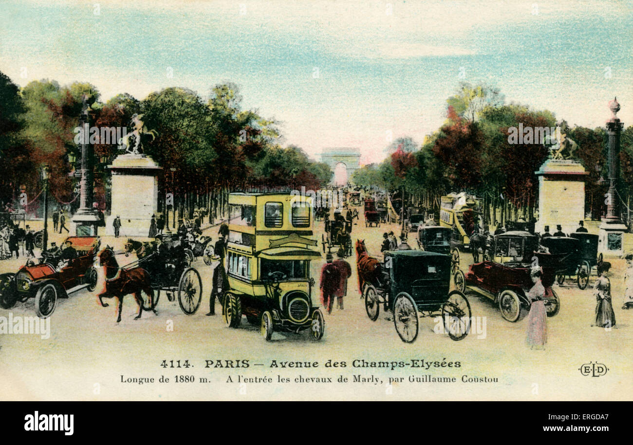 - Avenue des Champs Elysées, Paris, ch. 1900. Avec vue sur l'Arc de Triomphe en arrière-plan. Banque D'Images - Avenue des Champs Elysées, Paris, ch. 1900. Avec vue sur l'Arc de Triomphe en arrière-plan. Banque D'Images