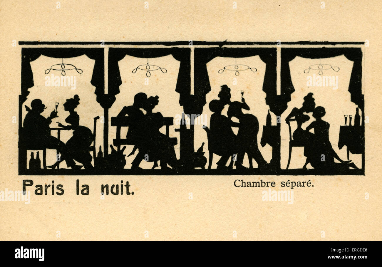 Paris by night ('Paris la nuit'), ch. 1900. Chambre privée (chambre séparé) au restaurant, etc. pour les couples. Banque D'Images Paris by night ('Paris la nuit'), ch. 1900. Chambre privée (chambre séparé) au restaurant, etc. pour les couples. Banque D'Images