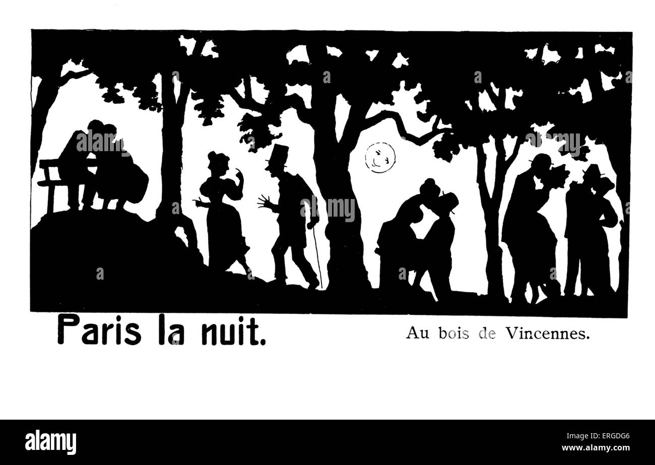 Paris la nuit ('Paris la nuit), ch. 1900 - dans le Bois de Vincennes. Silhouette. Banque D'Images Paris la nuit ('Paris la nuit), ch. 1900 - dans le Bois de Vincennes. Silhouette. Banque D'Images