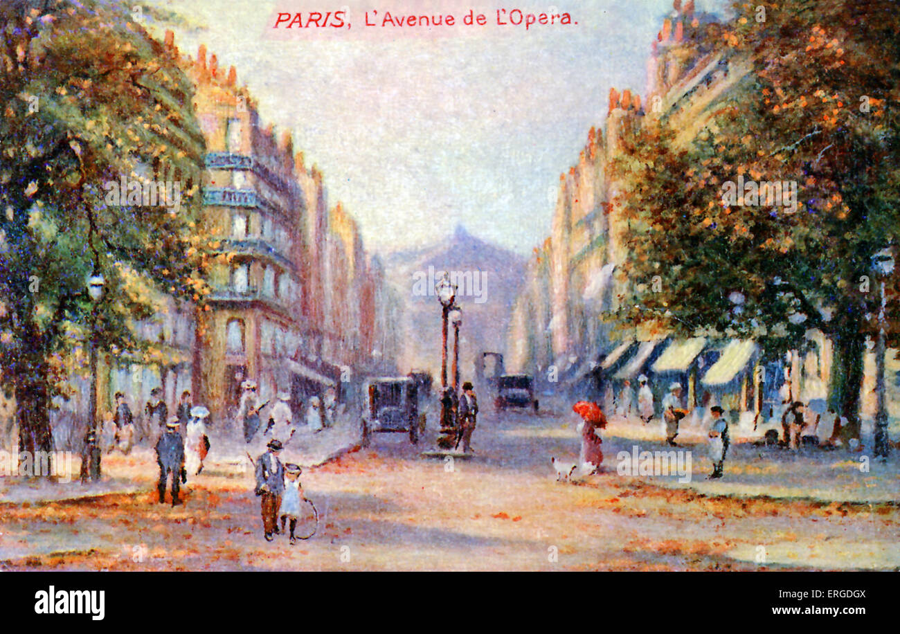 L'Avenue de l'Opéra, Paris, ch. 1900. Vue sur la rue. Banque D'Images