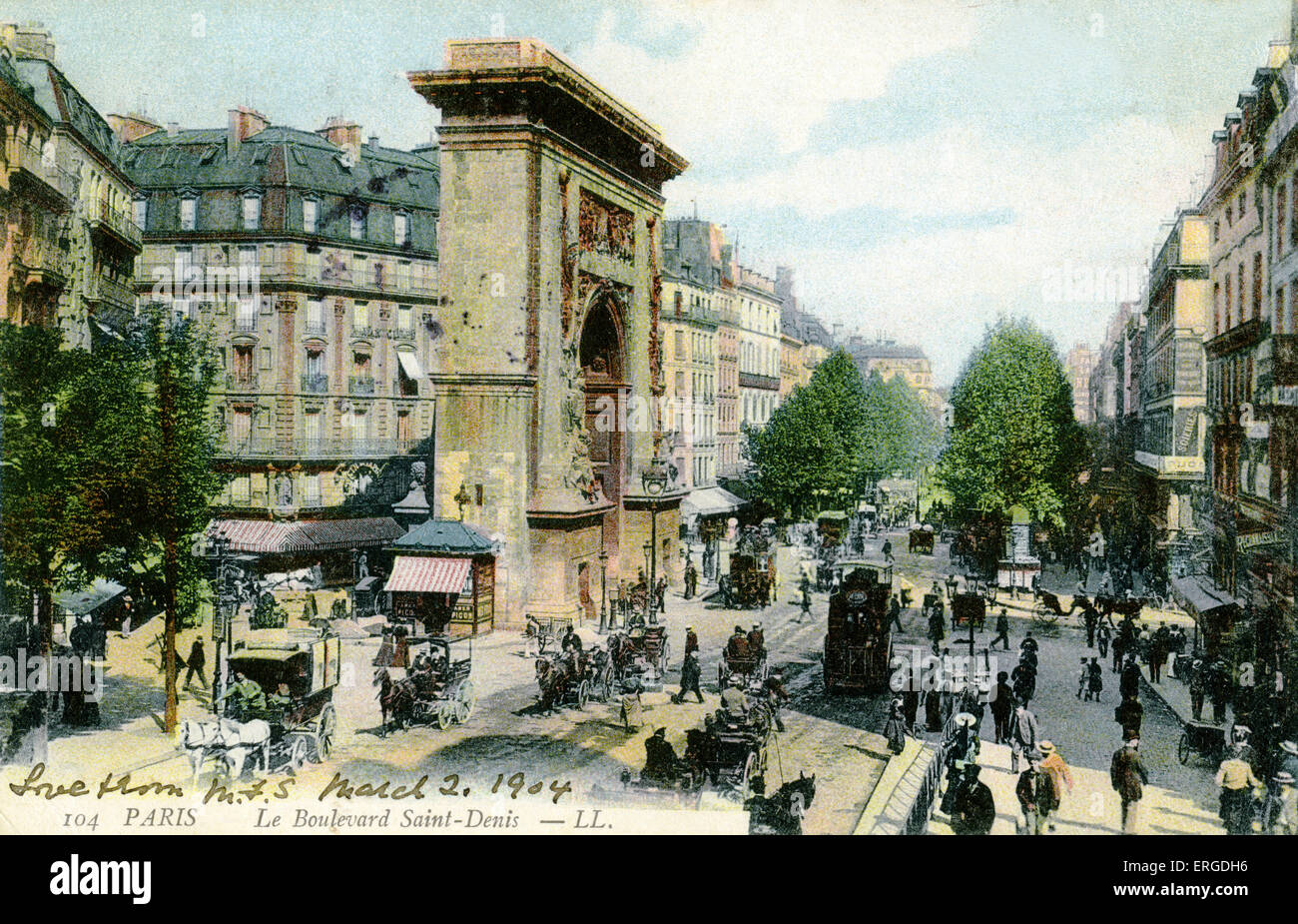 Boulevard Saint- Denis, Paris, ch. 1904. Banque D'Images