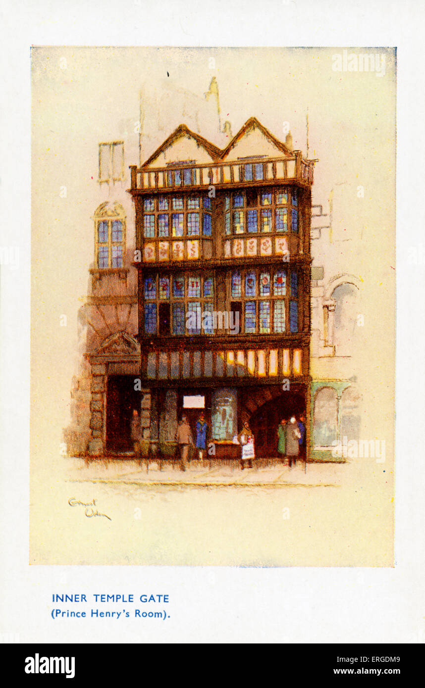 Inner Temple Gate, Fleet Street, Londres. Aussi connu comme le Prince Henry's Room. Banque D'Images