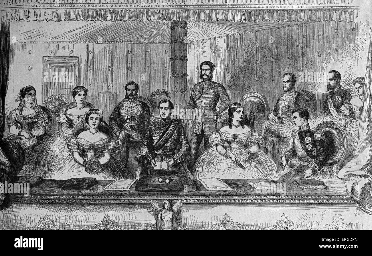 Édouard VII et La Reine Alexandra - à l'opéra italien, Covent Garden, 1863. Également sur la photo : Alfred Prince et Princesse Helena. Banque D'Images