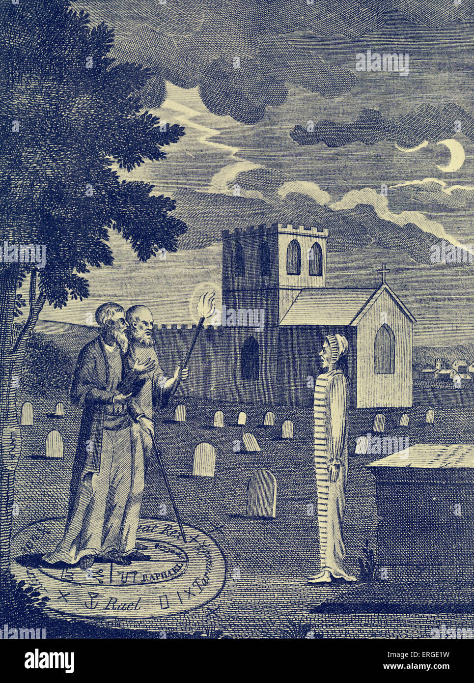 Edward Kelley, un magicien" - "dans l'acte d'invoquer l'esprit d'une personne décédée". De l'illustration publiée dans le livre de magie cérémonielle par Arthur Edward Waite, 1911. AEW : mystique et écrivain britannique, 2 octobre 1857 - 19 mai 1942. Banque D'Images