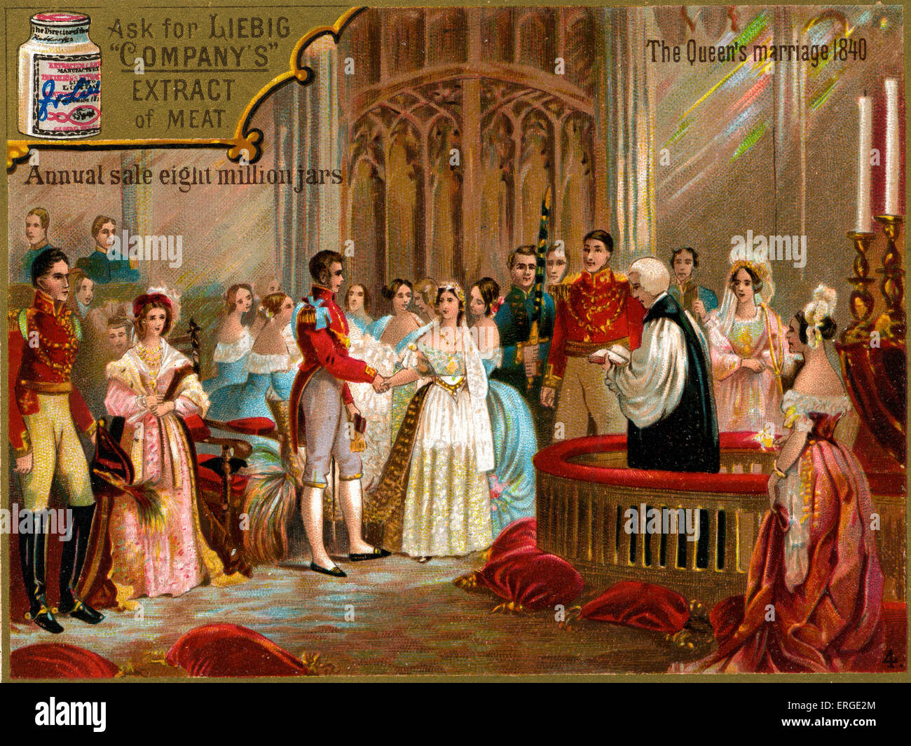 Le mariage de la reine Victoria à Prince Albert. Sous-titre suivant : "Le mariage de la Reine 1840'. Liebig série de carte. Banque D'Images