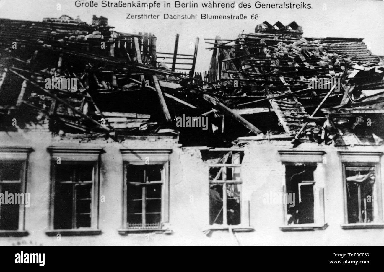 Batailles de rue à Berlin, Allemagne - Grève générale au cours de la Révolution allemande (Révolution de Novembre) de novembre 1918 - août Banque D'Images