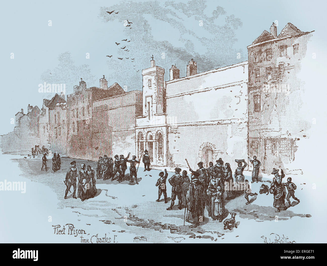 La prison de la flotte, Londres, 1600. Construit 1197, incendié en 1666 et reconstruit par la suite. Démoli en 1846. Montre le bâtiment et Banque D'Images