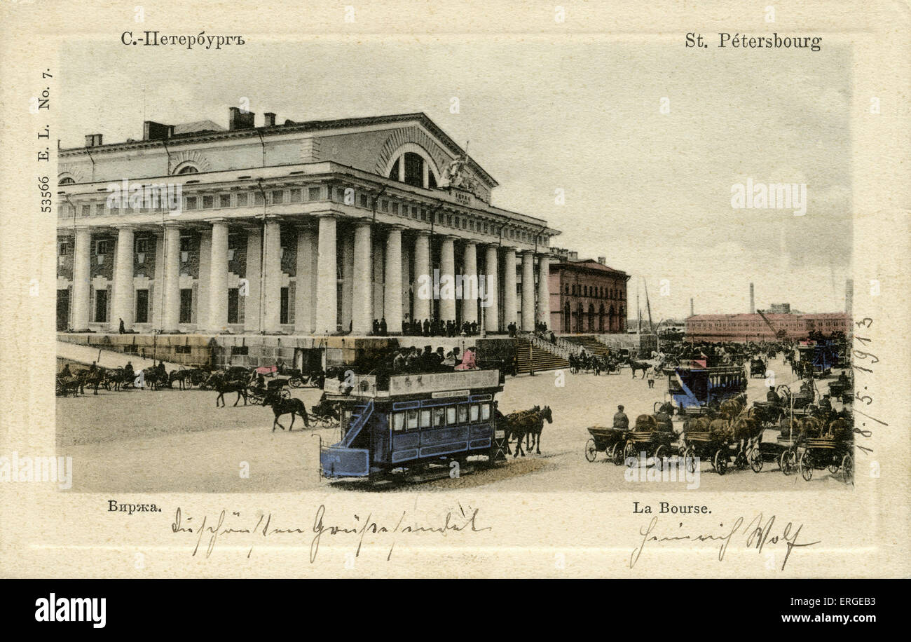 Stock Exchange, St Petersbourg, Russie. C. 1913. Banque D'Images