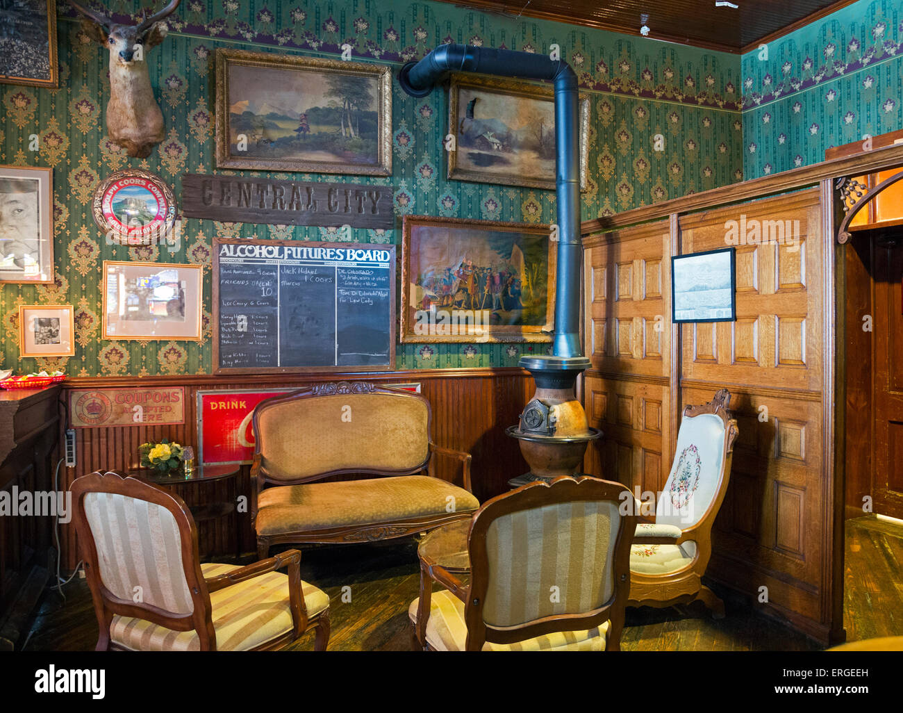 Central City, Californie - La pièce d'or Saloon, domicile de la rue facile Casino dans le quartier historique du centre ville. Banque D'Images