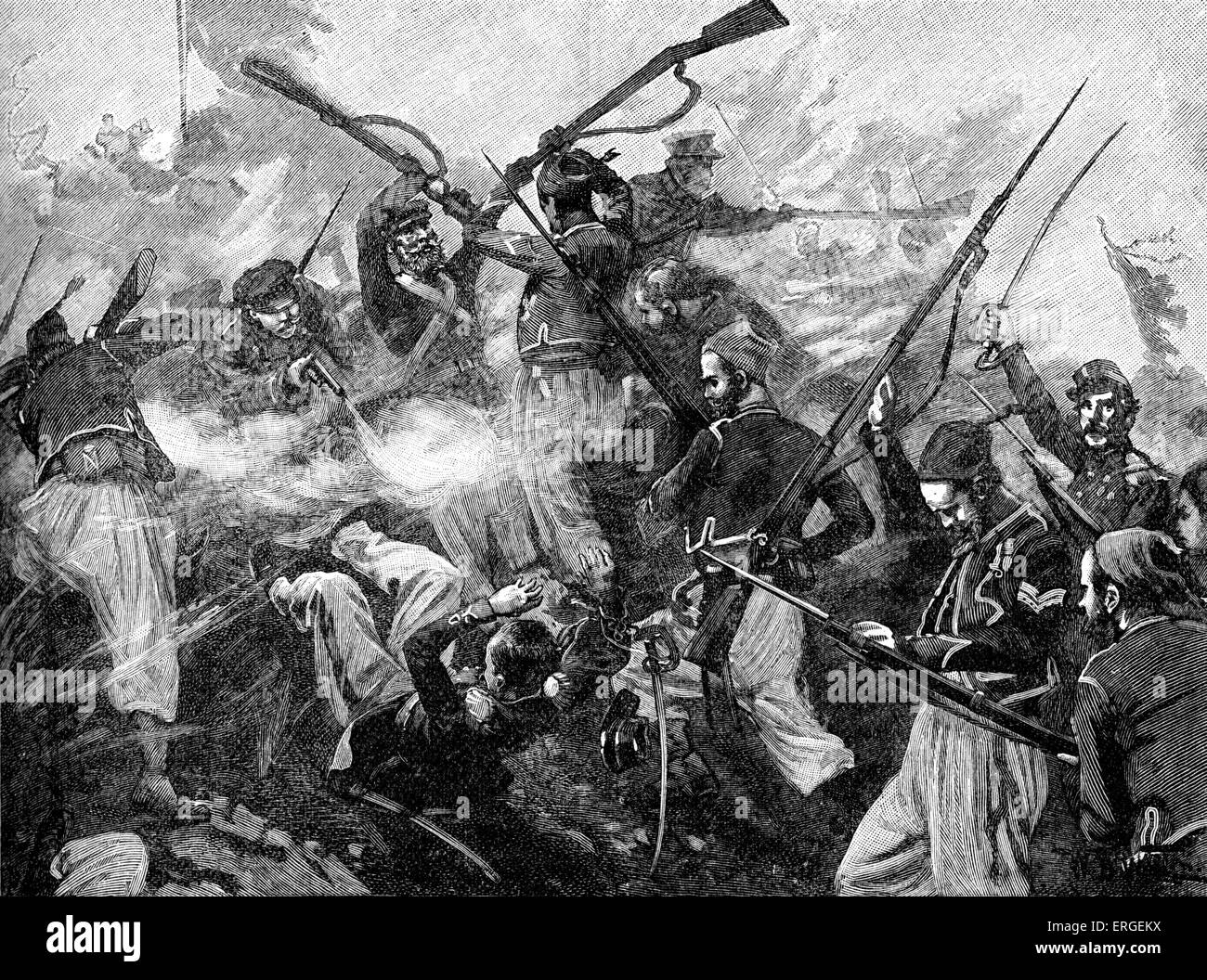 Soldats français à la bataille de Malakoff, le 7 septembre 1855, une partie du siège de Sébastopol lors de la guerre de Crimée (Octobre 1853 - Banque D'Images