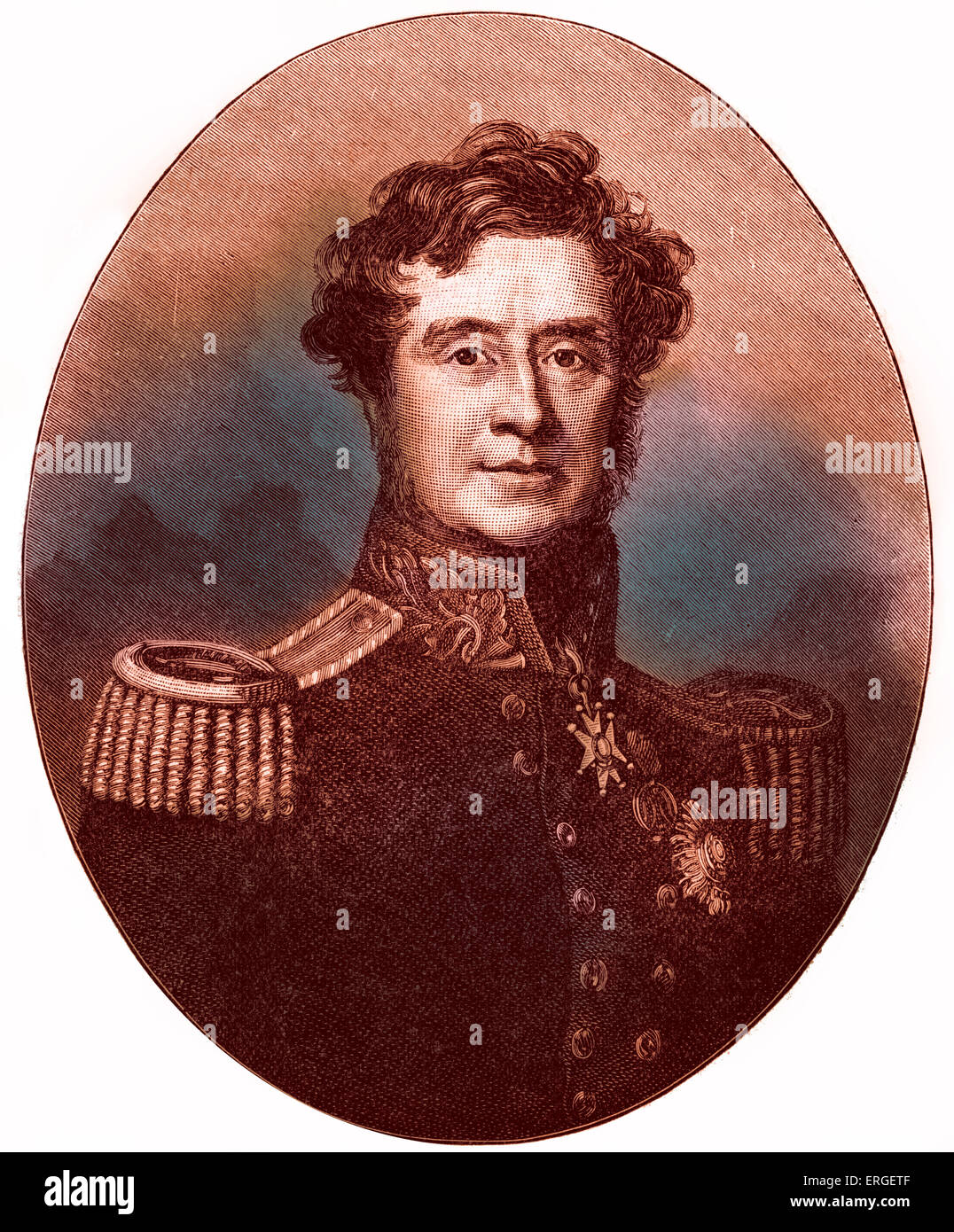 FitzRoy Somerset, 1er baron Raglan - portrait. Soldat britannique et maréchal de camp, commandant des forces britanniques pendant la guerre de Crimée. 30 novembre 1788 - 29 juin 1855. Banque D'Images