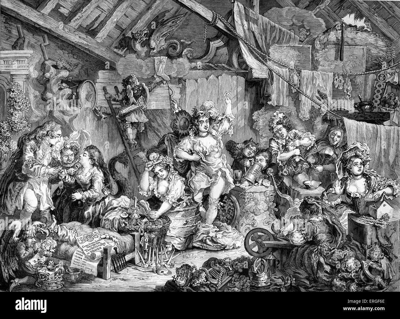 L'entreprise de poussettes par William Hogarth. WH : artiste anglaise - 1697 -1764. Banque D'Images