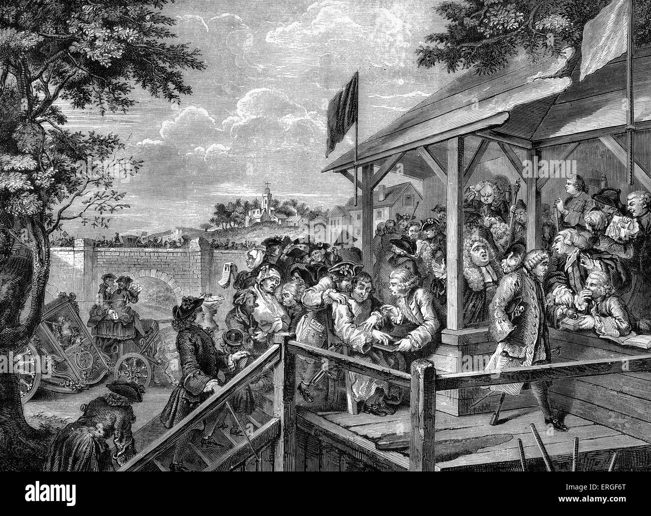 Le scrutin à une élection par William Hogarth. WH : artiste anglaise - 1697 -1764. Banque D'Images