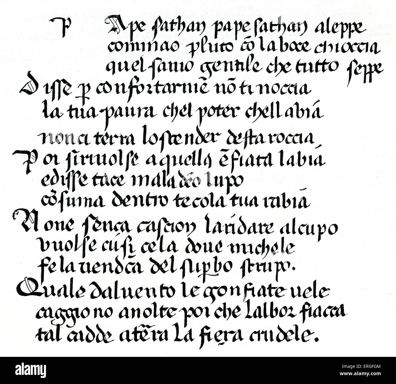 Dante 's 'Divina Commedia' - fragment après 14e siècle manuscrit. Dante Alighieri, auteur italien, poète florentin : 1265 - Banque D'Images