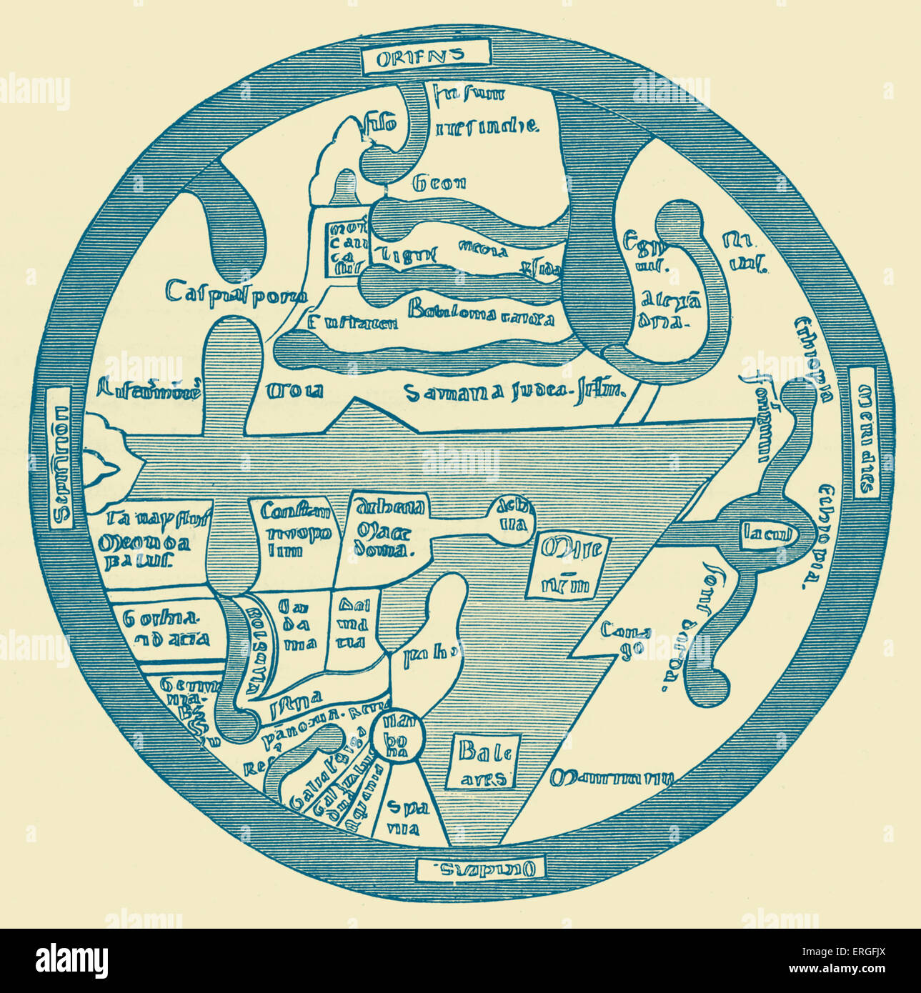 La carte du monde romain - de 'Liber Guidonis", manuscrit de 1119. Banque D'Images