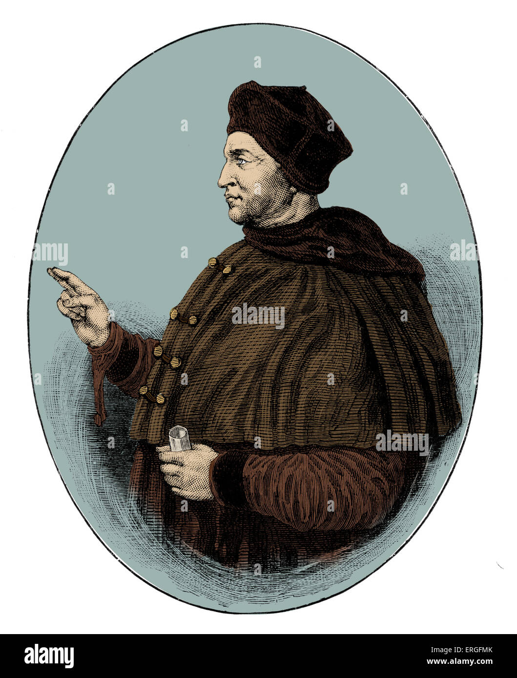 Le Cardinal Wolsey - après peinture par Hans Holbein le Jeune. Thomas Wolsey, cardinal et homme politique français de la Banque D'Images