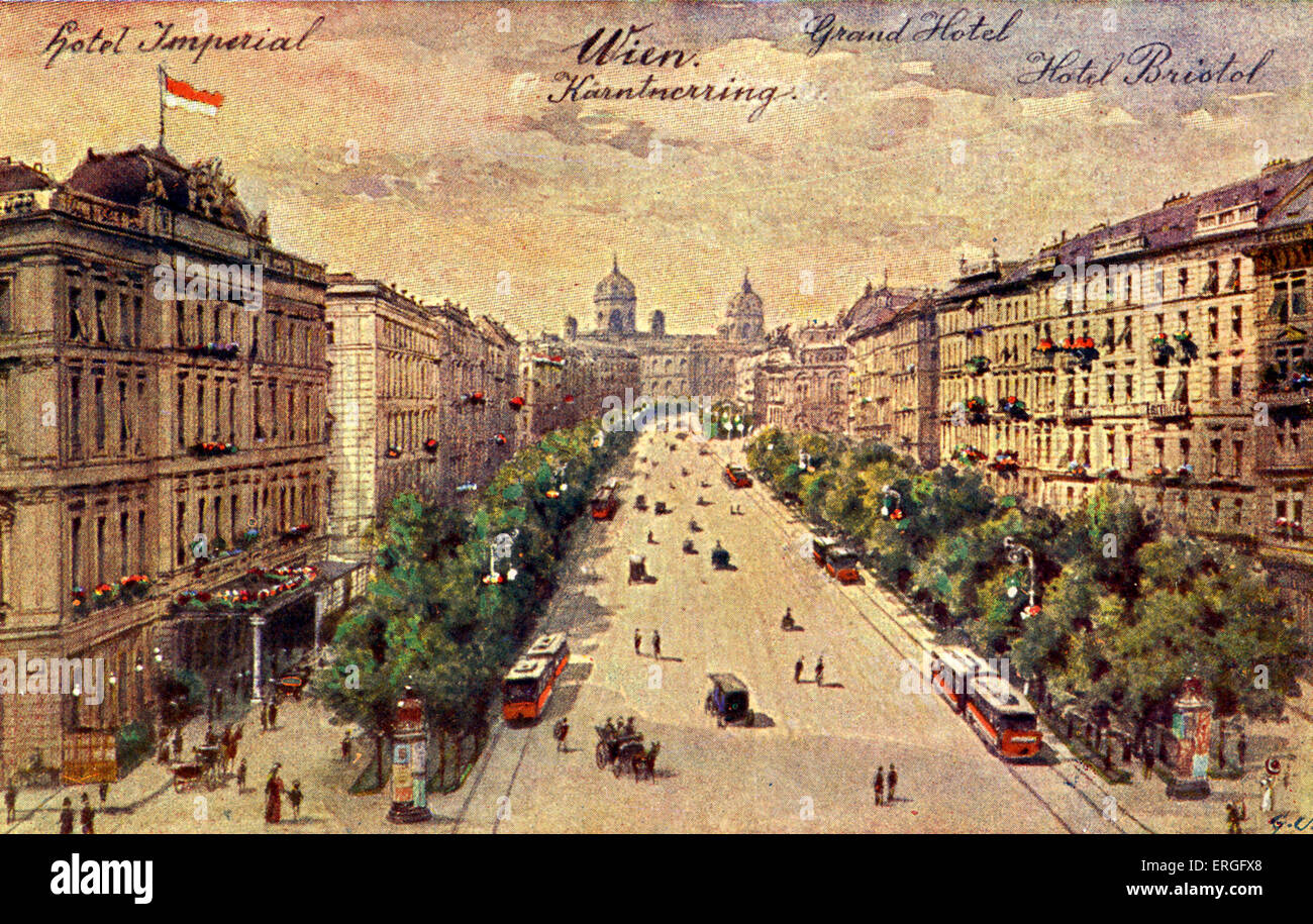 Kärntner Ring, Vienne, Autriche. Avec vue sur l'Impériale, Grand et Bristol Hôtels. Au début du xxe siècle. Banque D'Images