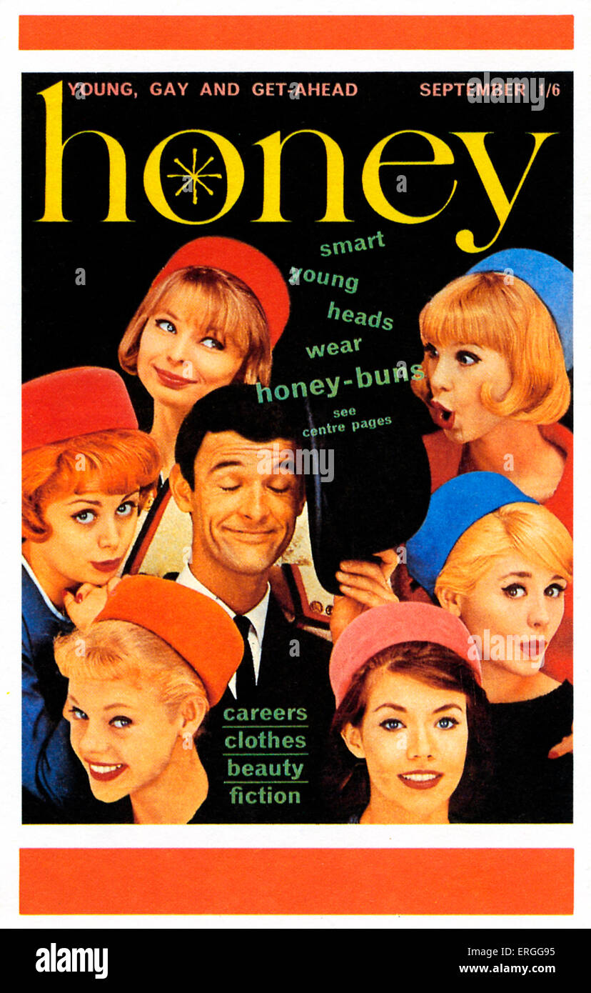 'Honey' magazine - capot avant. Magazine mensuel au Royaume-Uni pour les jeunes femmes, lancé par Fleetway Publications dans Banque D'Images