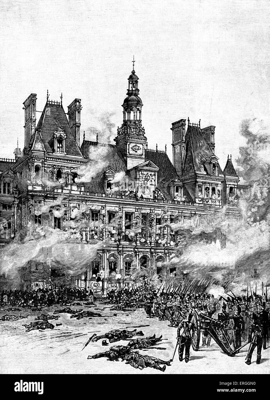 Révolution de Juillet à Paris : Capture d'Hôtel de Ville, 1830. Révolution menée au renversement du roi Charles X et l'ascension de son Banque D'Images