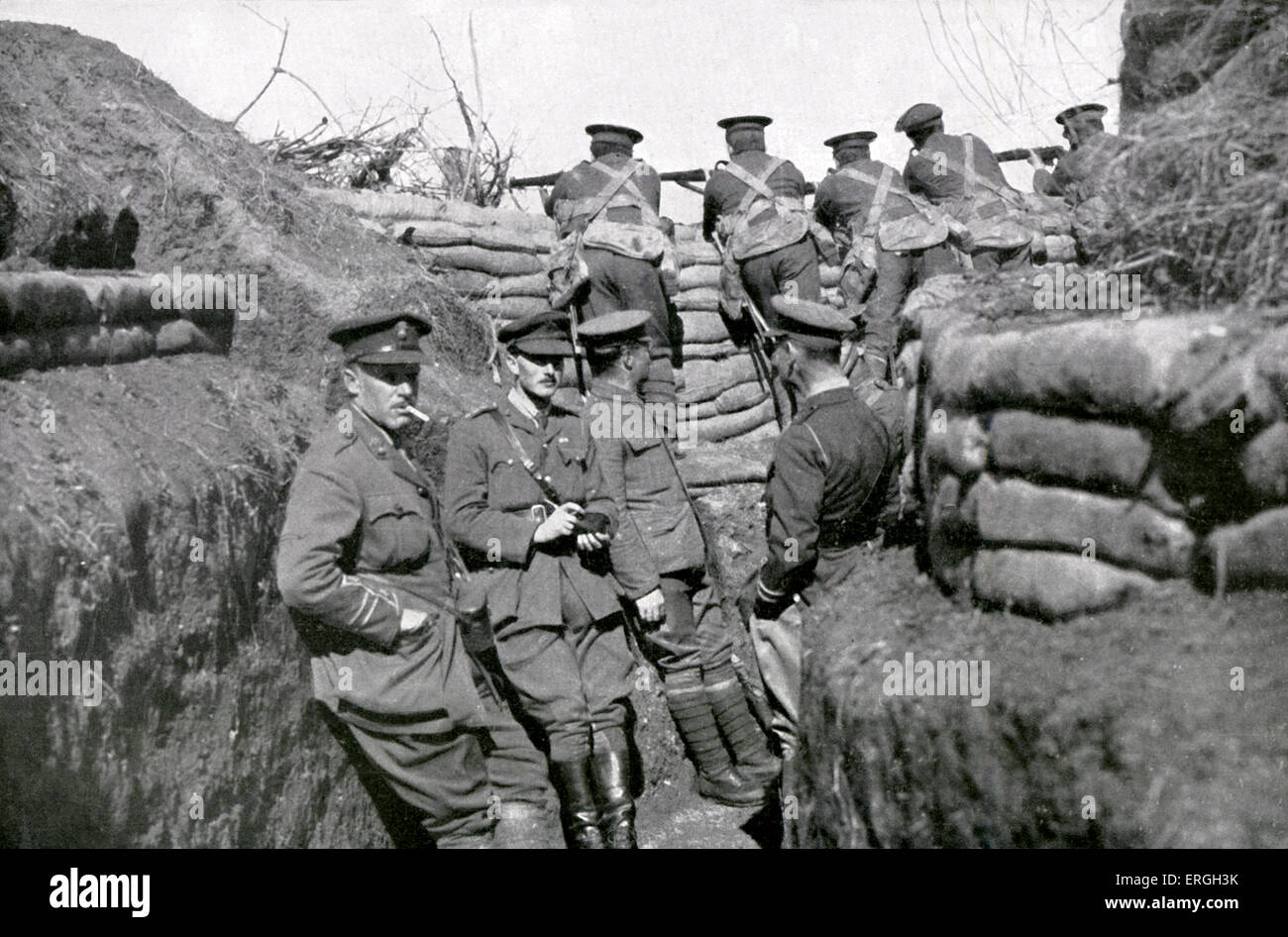 L'armée britannique dans les tranchées près de Salonique, avril 1916 pendant la Seconde Guerre mondiale 1. Salonique, connu sous le nom de Thessalonique, Grèce. Le macédonien Banque D'Images