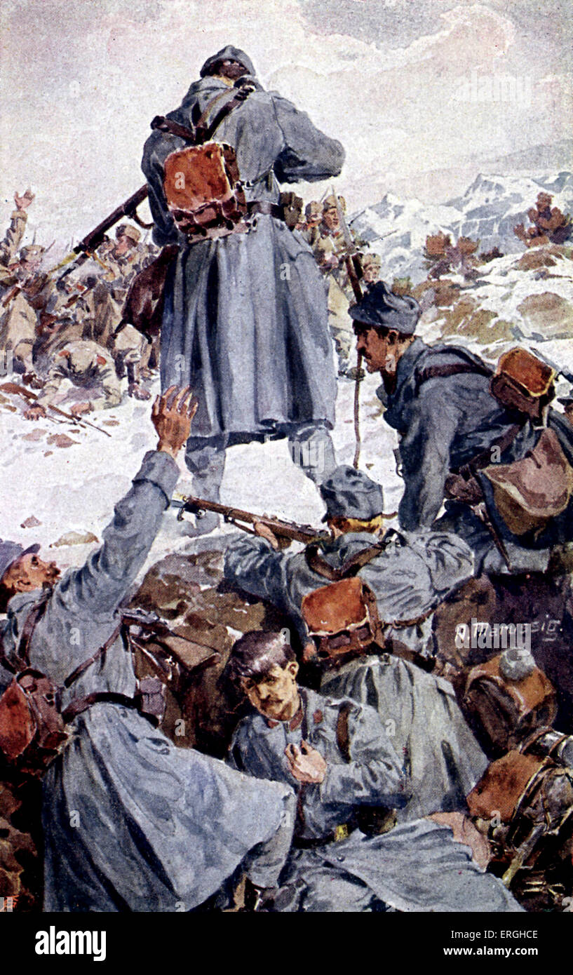 La Seconde Guerre mondiale 1 : Josef Markovic à tirer sur l'armée serbe. Carte postale de la Croix-Rouge allemande. Armée de l'Autriche- Hongrie. Die Warasdiner werden von Banque D'Images