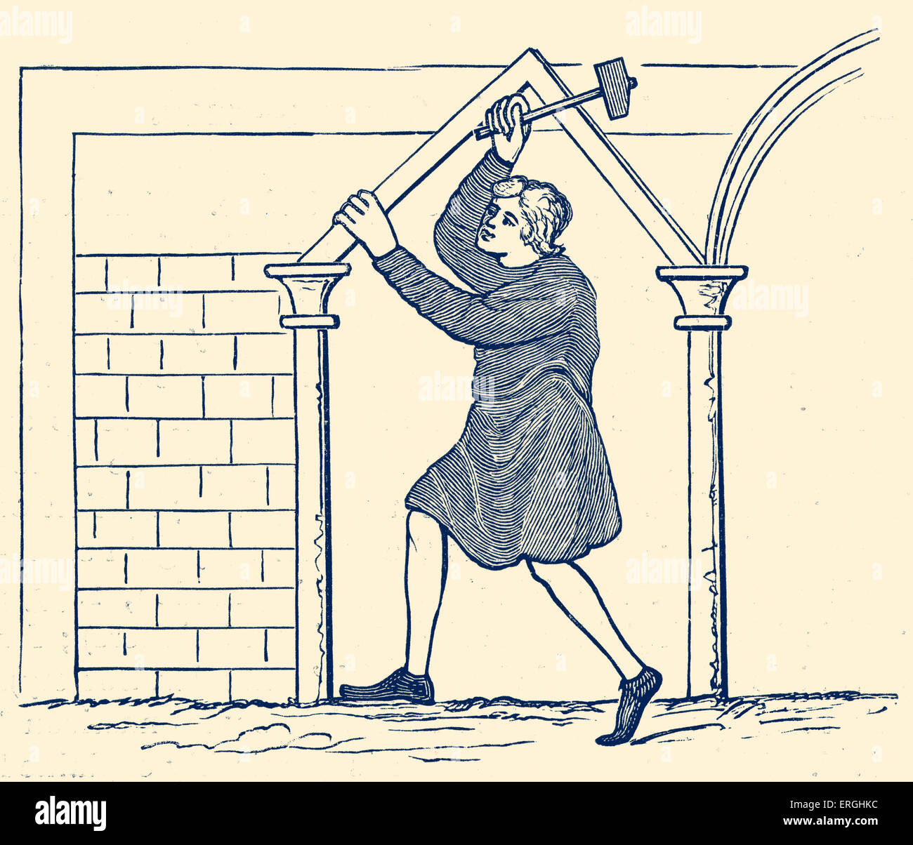 Travailler dans l'Angleterre du 11ème siècle : construire. Banque D'Images