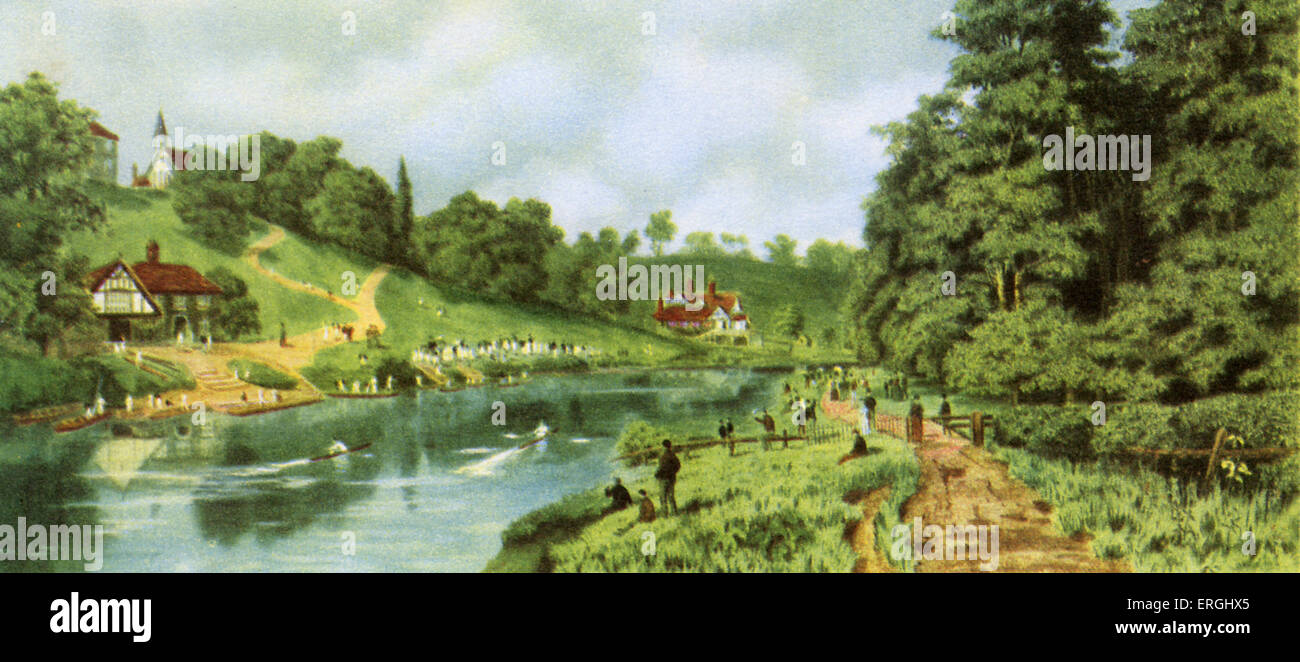 L'École de Shrewsbury régate. Gravure couleur par Walter Alfred Cox (1862 - 1908) après l'H.B. Wimbush, 1891. Banque D'Images