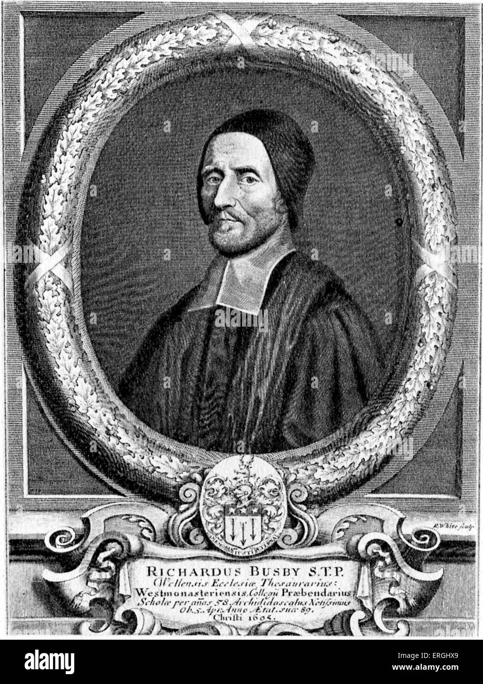 Richard Busby de Westminster, 1606 - 1695. Gravure d'après une peinture de Henry Tilson (1659 - 1695). RB : prêtre anglican, et Banque D'Images