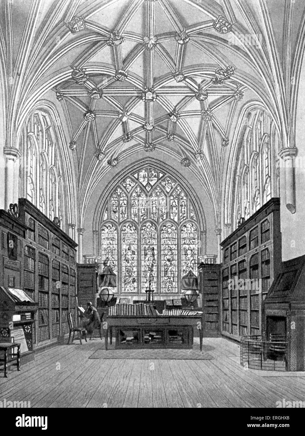 La bibliothèque du Winchester College. Gravure par William Bennett (1787 - 1830) après F. Mackenzie, c. 1816. Banque D'Images