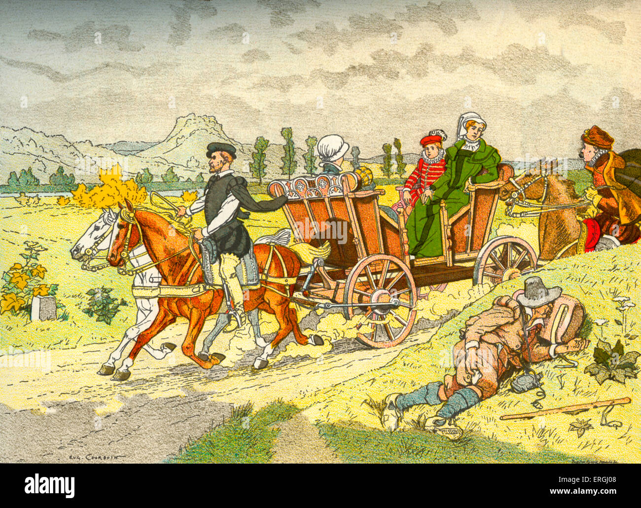 Vis-à-vis (chariot) - première comparution, à partir de 16ème siècle Illustration d'Eugène Courboin, 1912. (Anglais : Première Banque D'Images