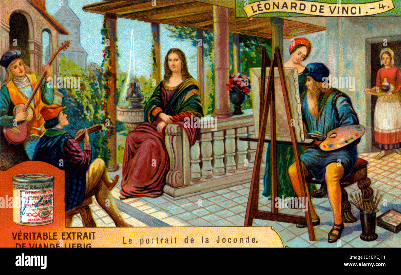 La vie de Léonard de Vinci : la peinture de la Joconde La Joconde "/ La Joconde). Polymathe italien : LDV (Peintre, architecte, Banque D'Images