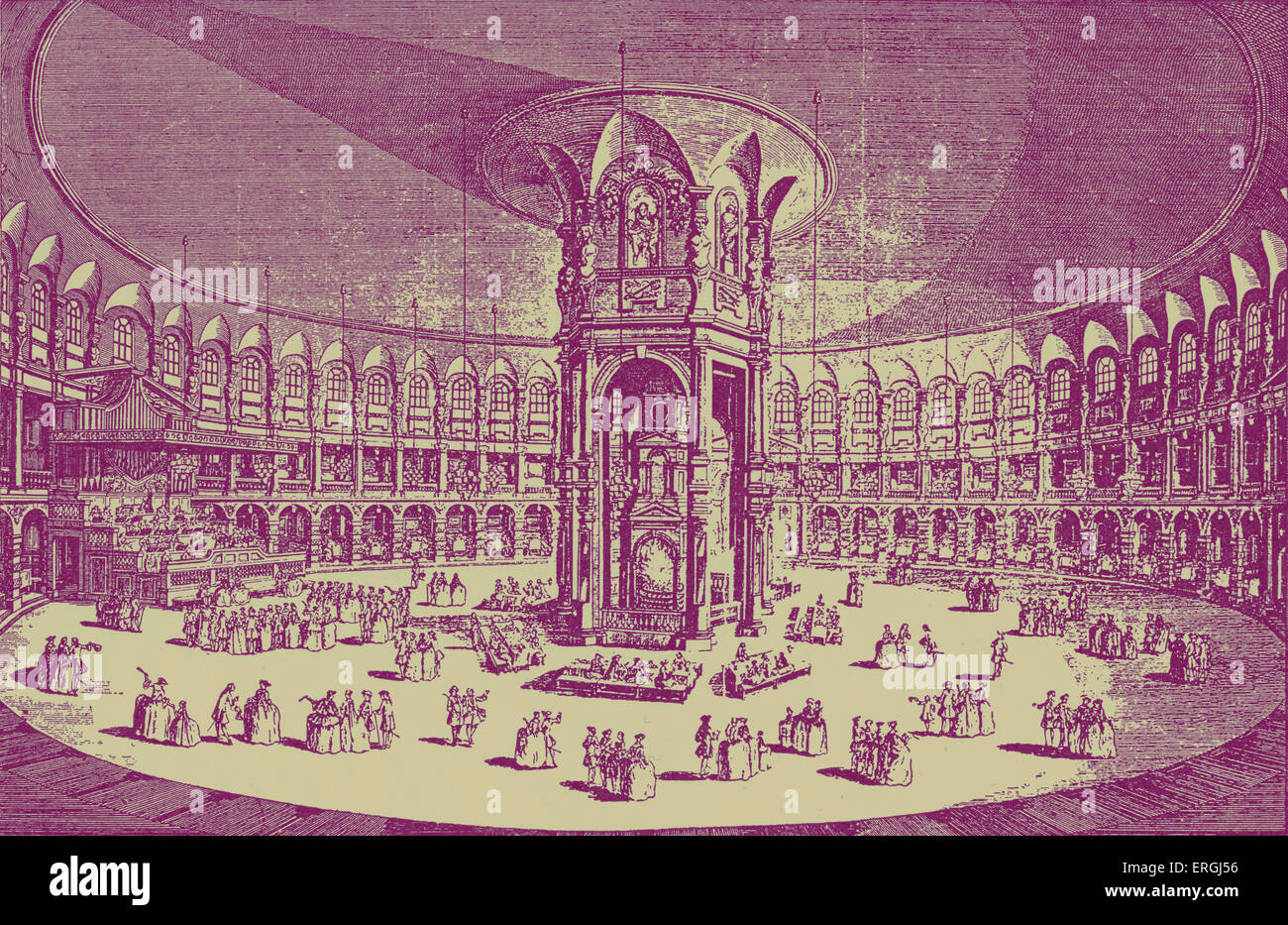 La Rotonde à Ranelagh Gardens, Londres. La gravure du 18ème siècle. Public Gardens près de Chelsea. Banque D'Images