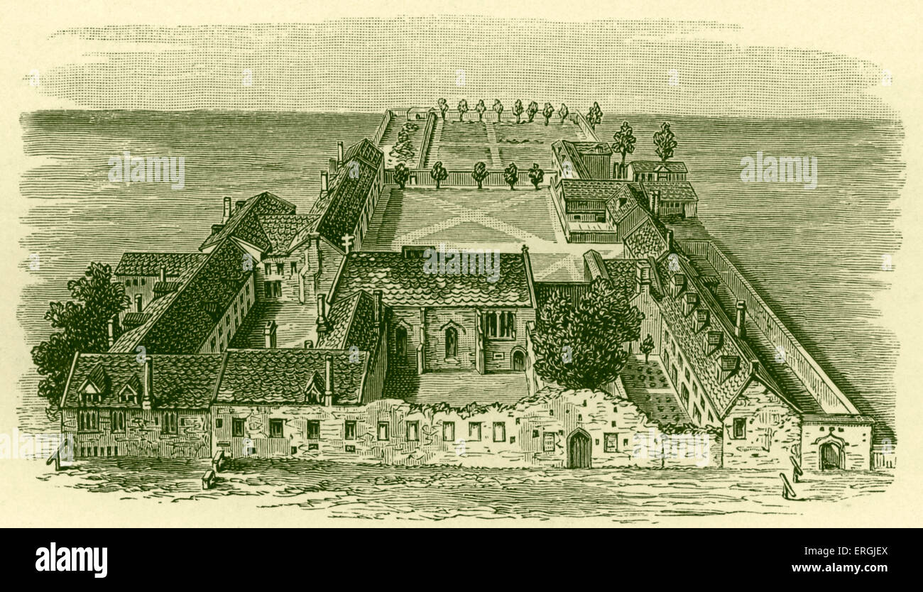 Hall Gloucester Worcester College (aujourd'hui), d'Oxford. À partir de la gravure par Loggan, ch. 1673. Banque D'Images