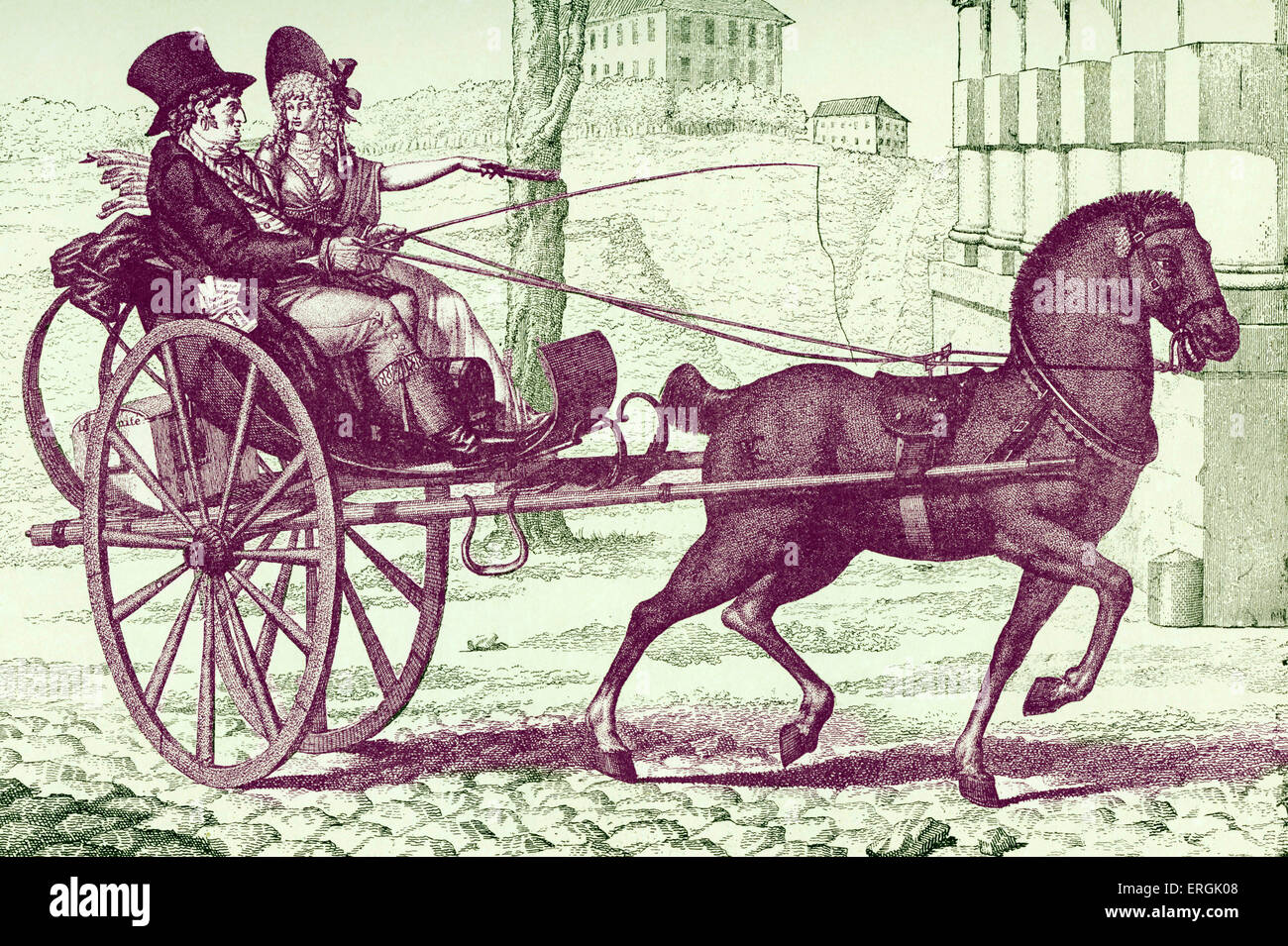 Chariot de déplacement de la lumière à partir de l'anglais Directory Période. À partir d'impression satirique intitulé : 'Départ' des remplacés. Période de Banque D'Images