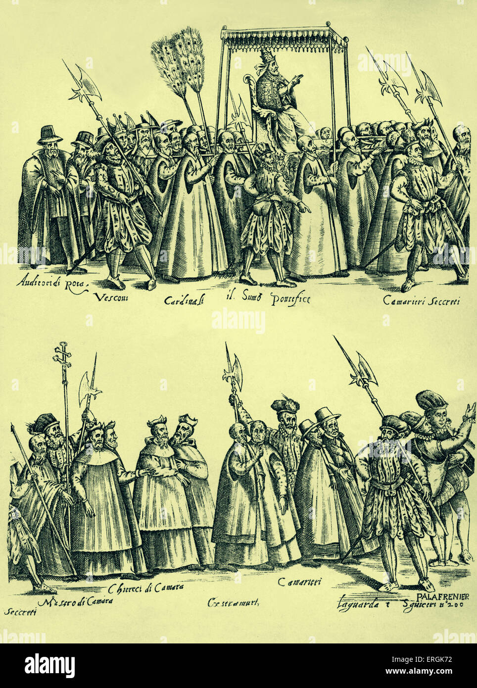 La Procession du pape de Pietro Bertelli 's Diversarum Nationum Habitus 1591 Banque D'Images