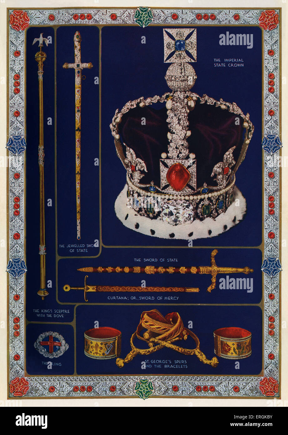 Objets symboliques de la souveraineté de la Grande-Bretagne, a pris des dispositions pour le couronnement du roi George VI, 1936. La couronne impériale ; le Banque D'Images