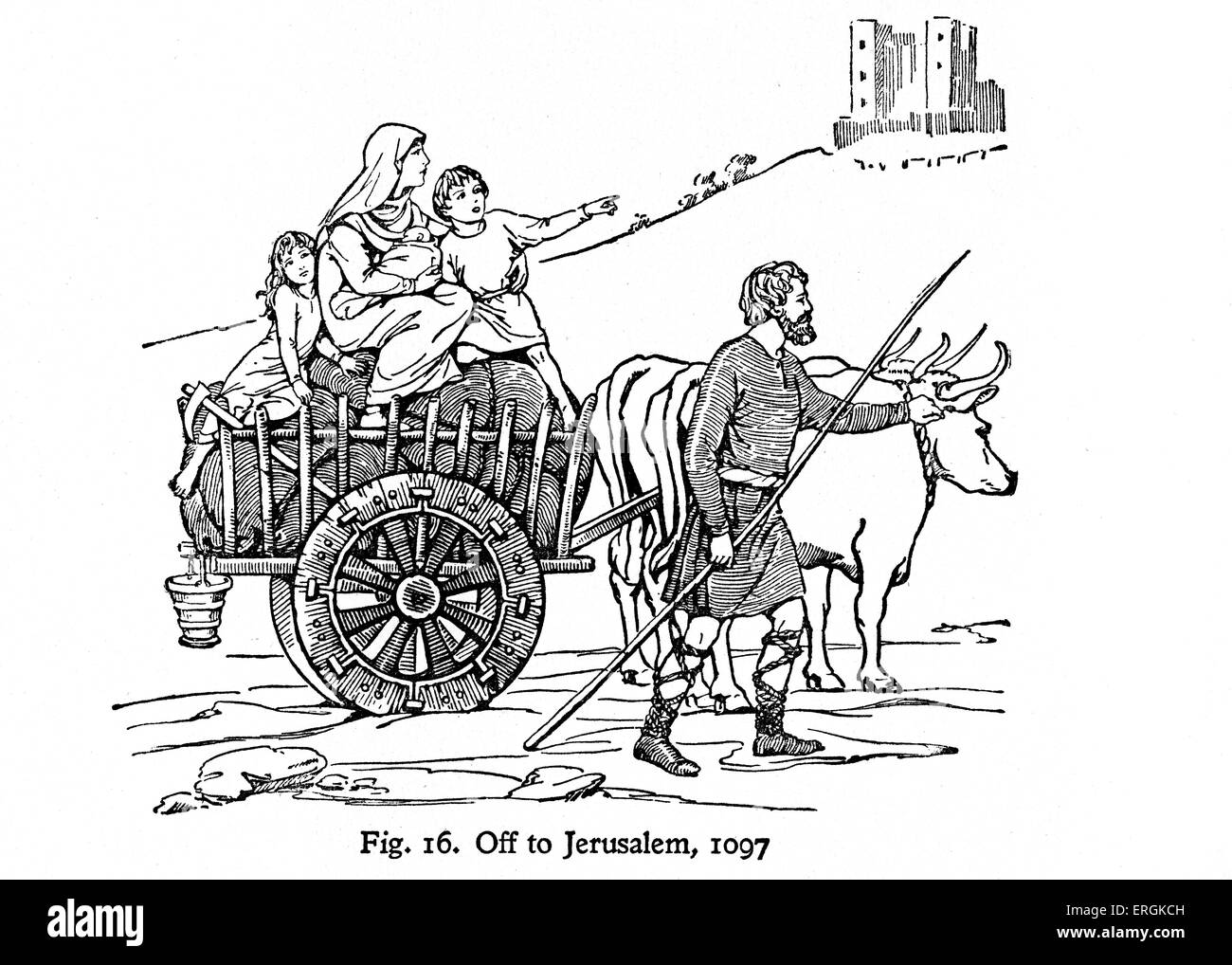 Les pèlerins en route vers Jérusalem, à l'époque de la première croisade (1096-99) Banque D'Images