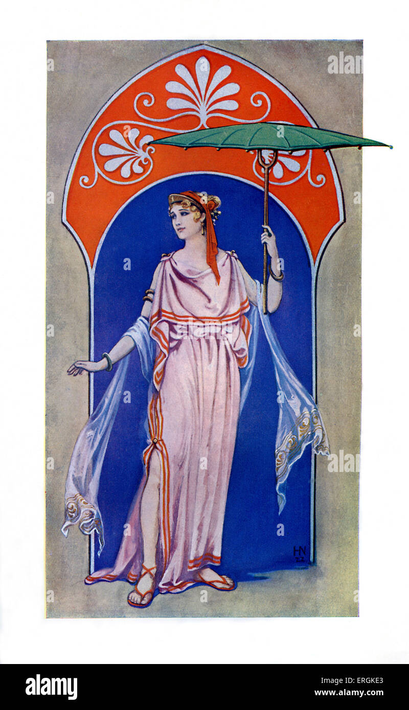 La mode historique grec - chiton dorien. Vient de l'Assyrie- Mésopotamie 550 BC- 100 AD.Illustration par Herbert Norris Banque D'Images