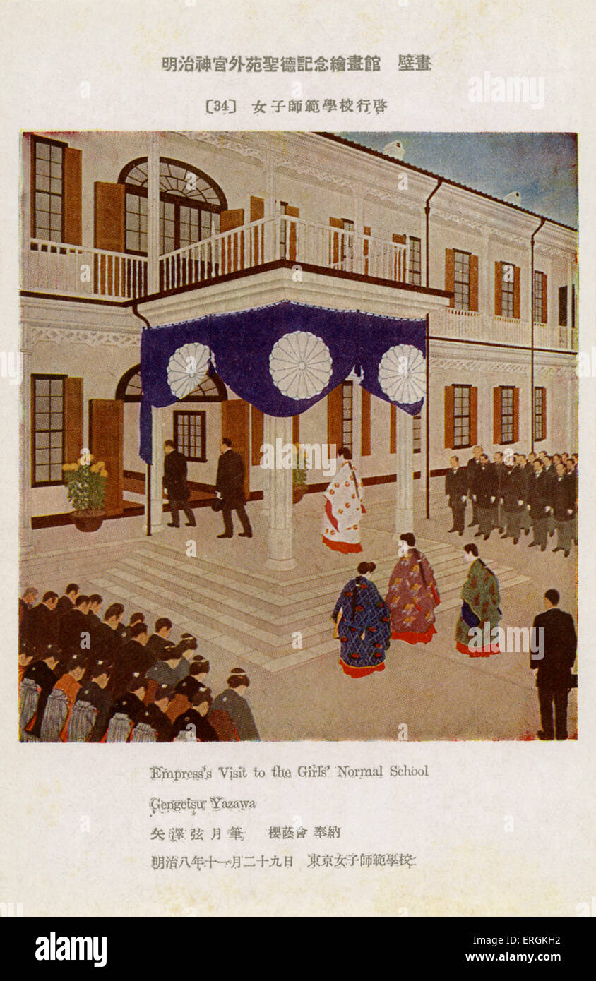 L'empereur Meiji (1852-1912) visite d'une école de filles de l'état. Vers la fin du règne de Menji comme empereur du Japon a poursuivi une croissance rapide Banque D'Images