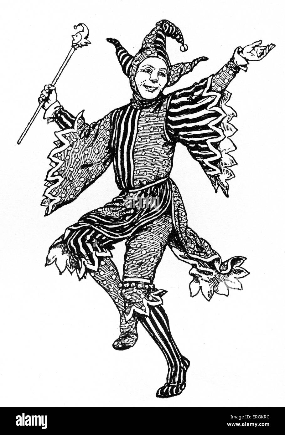 Exemple du costume d'un 'patch' - un nom appliqué à une branche sot dans la période tudor au 16ème siècle la Grande-Bretagne.Après Banque D'Images