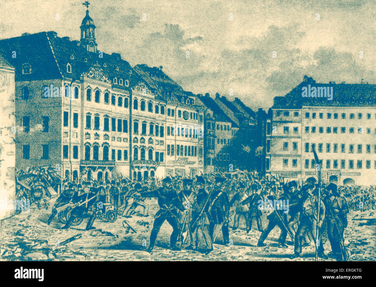 Soulèvement de mai à Dresde, 1849. Richard Wagner (1813-1883) a été parmi ceux qui ont pris part à l'Insurrection de mai, l'échec d'une révolte Banque D'Images
