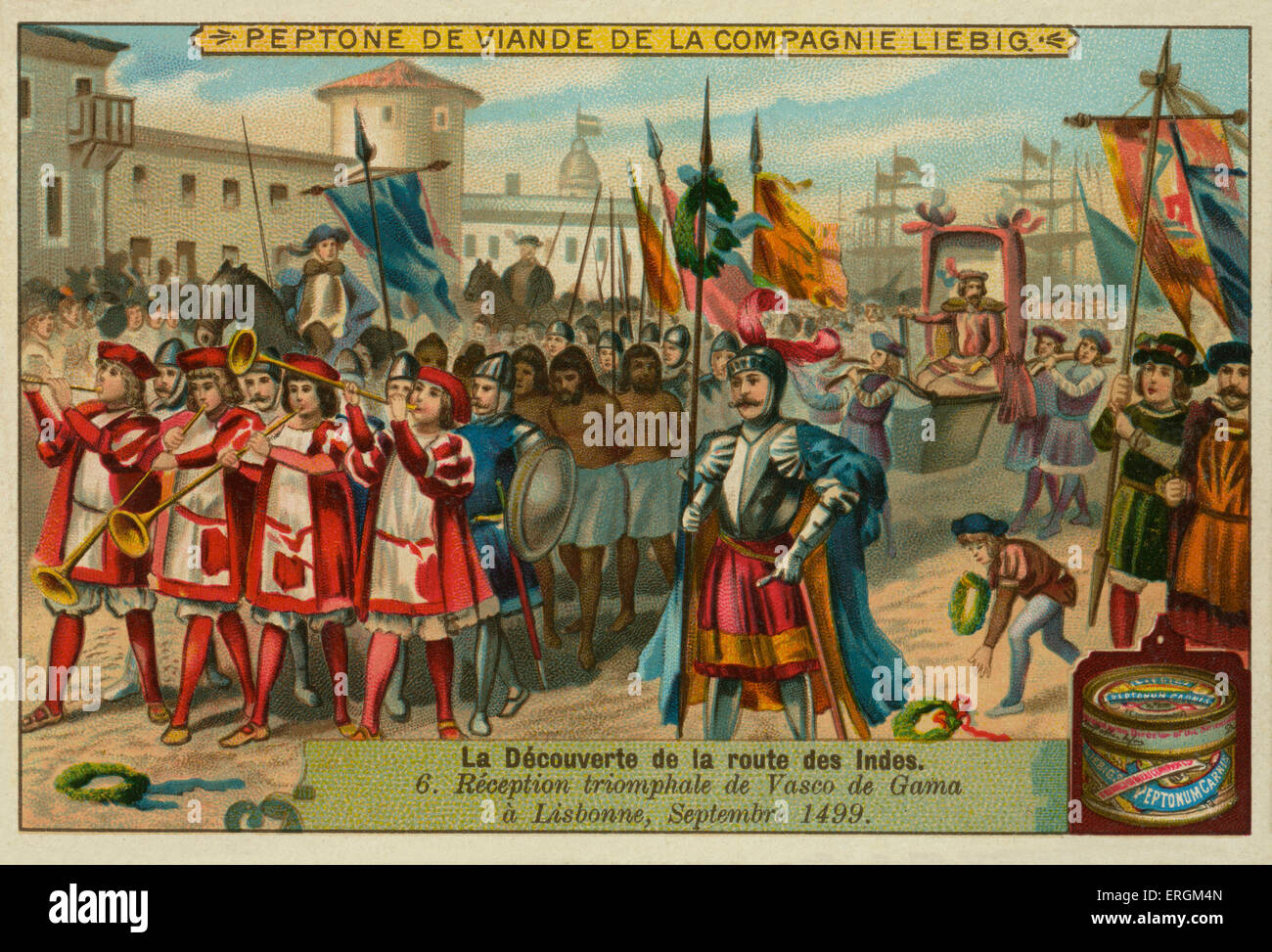 Vasco de Gama revient à Lisbonne. Sous-titre suivant : apéritif du triomphant de Vasco da Gama à Lisbonne, septembre 1499 (en français : Banque D'Images