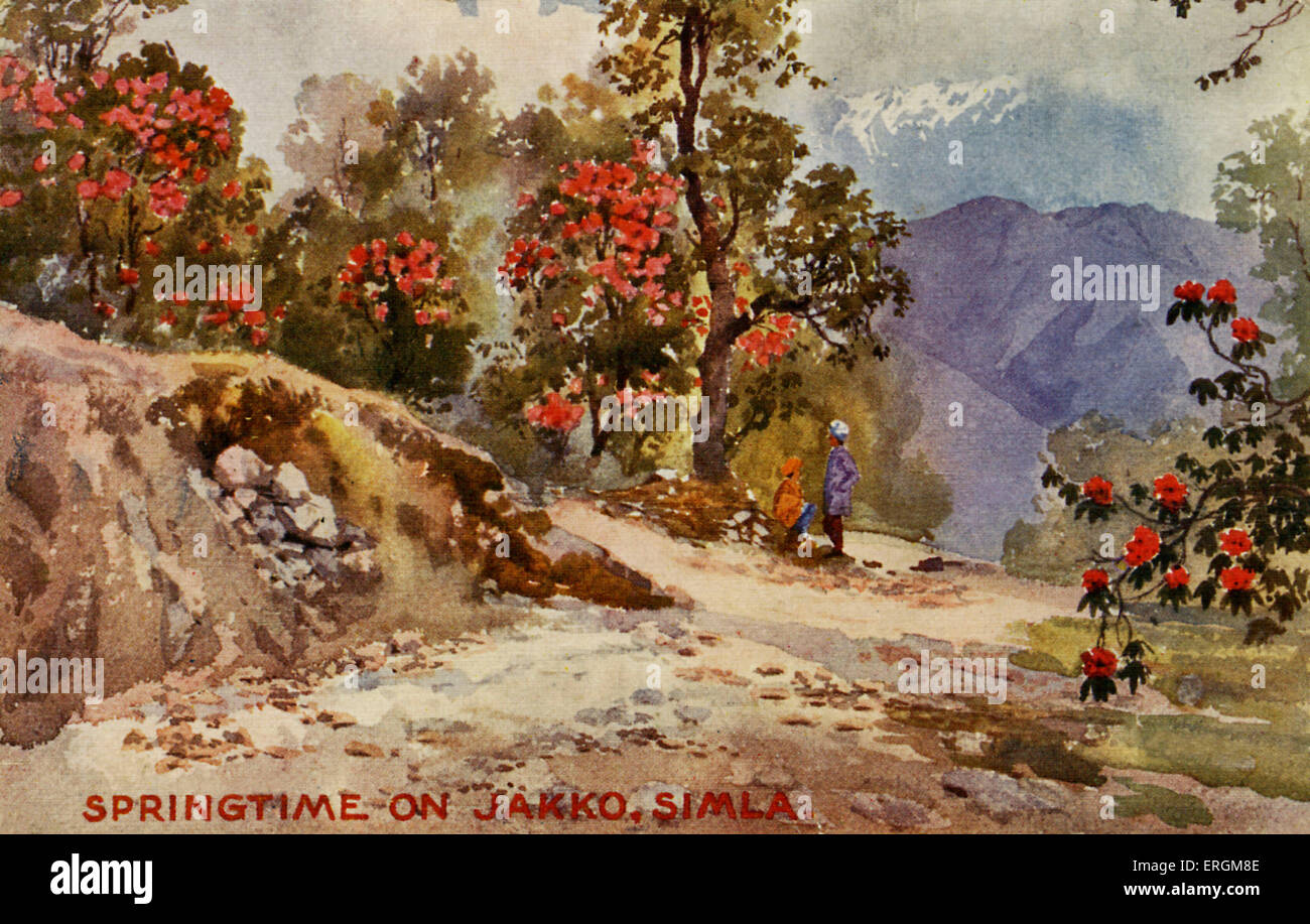 Le printemps sur le mont Jahko, Simla, Inde : montagne, à l'Himalaya indien. Illustration du début du xxe siècle. Sous-titre suivant : Banque D'Images