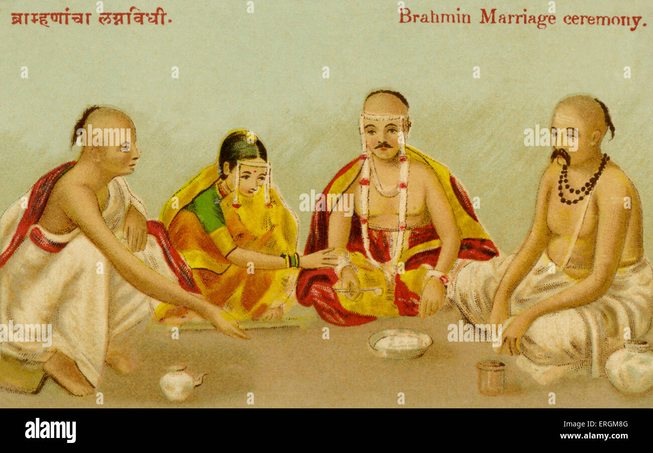Brahmin Cérémonie de mariage. Illustration du début du xxe siècle. Les Brahmanes était le nom donné à l'anglicisés sacerdotale indien Banque D'Images