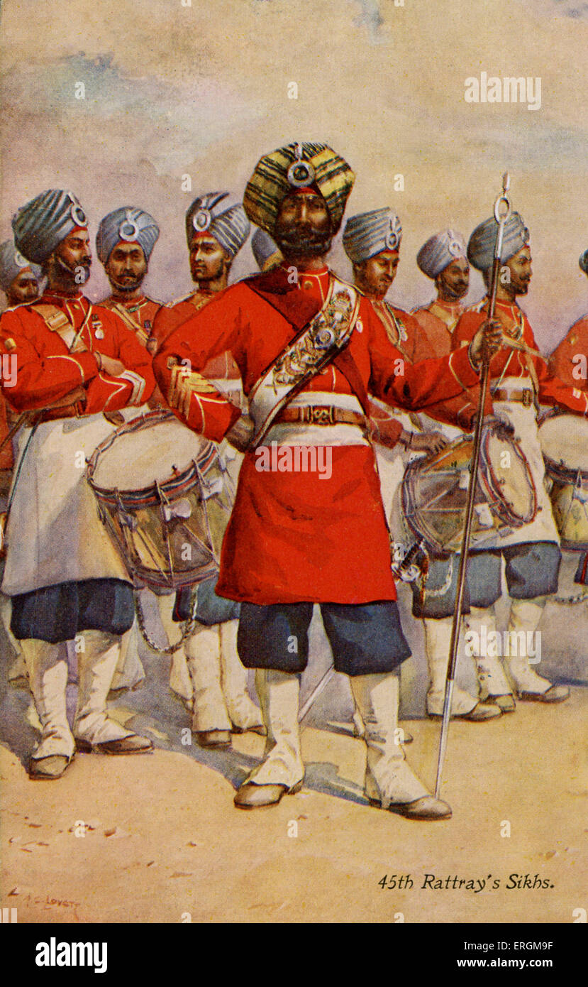 45e Rattray's, les Sikhs de l'armée coloniale britannique. Photographie du début du xxe siècle. Banque D'Images