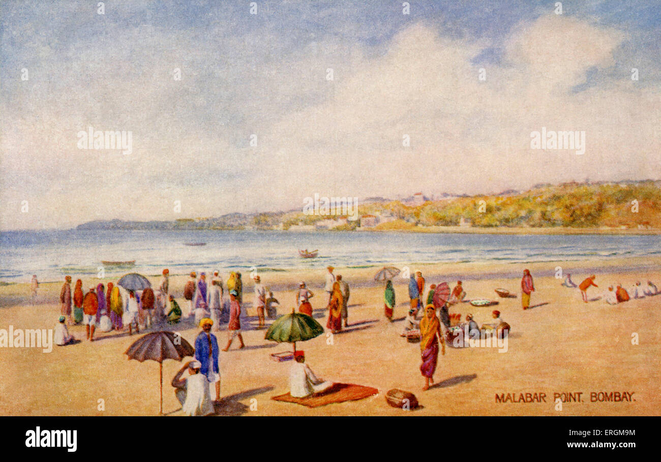 Point de Malabar, Bombay (Mumbai), Inde. L'illustration au début du xxe siècle. Les autochtones et les Européens peuvent être vus et marche Banque D'Images