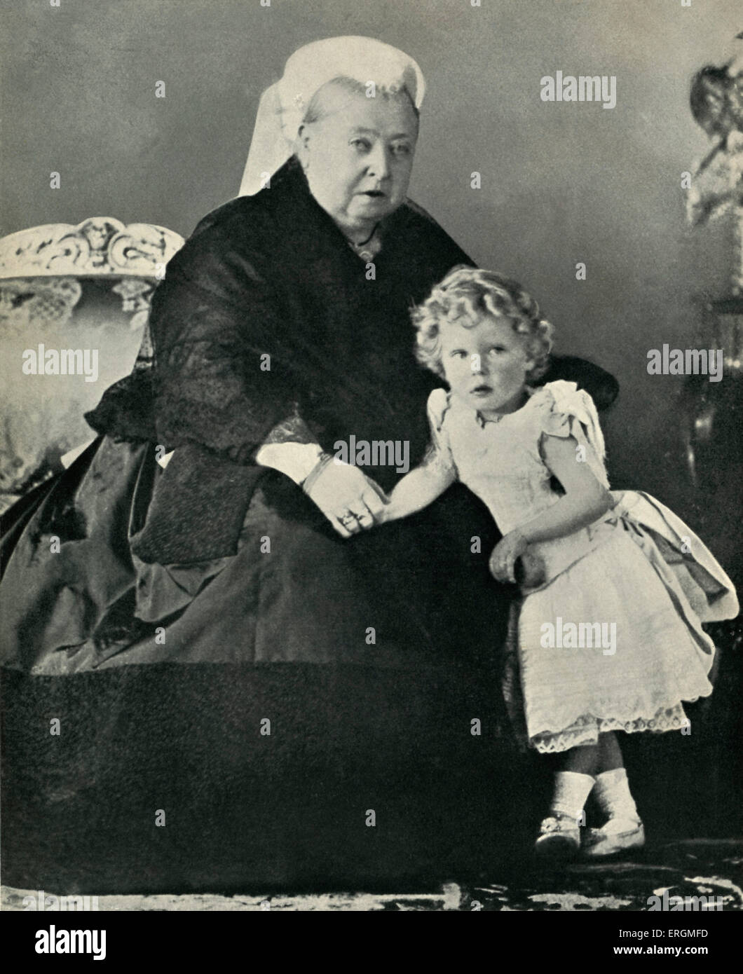 La reine Victoria (1819 -1901) avec son arrière-petit-fils, le Prince Edward (1894-1972) de deux ans et demi en 1896. Banque D'Images
