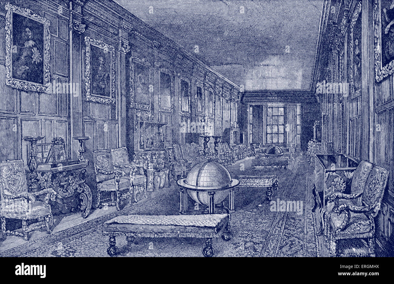 La longue galerie, jambon maison. La Duchesse, Elizabeth Maitland (1626-1698), a été mariée à John Maitland (1616-1682), un membre de Banque D'Images