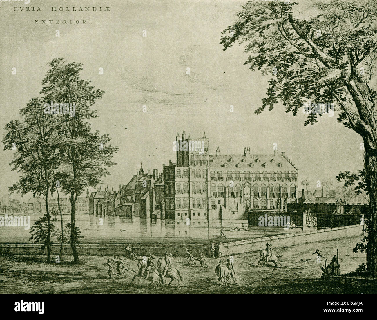 Palais de William III, La Haye, Hollande. Gravure hollandaise faite à l'époque de Guillaume III. Prince souverain de l'orange et le roi Banque D'Images